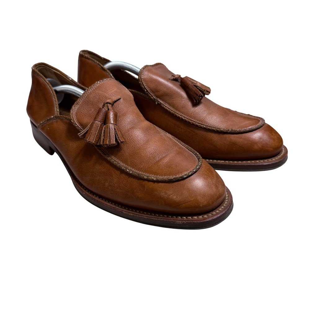 Aquatalia Tassel Loafers Mens 11 Tan Leather Goodyear Welted Made in Italy
